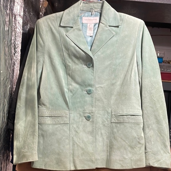 Mint Green Leather Blazer - Picture 1 of 5